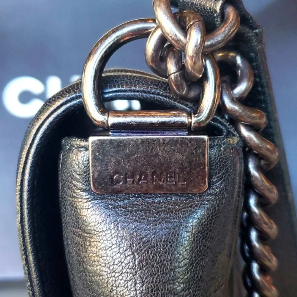 Chanel Authenticate Boy Bag Green Ombre,Gun Metal Hardware! Excellent Condition